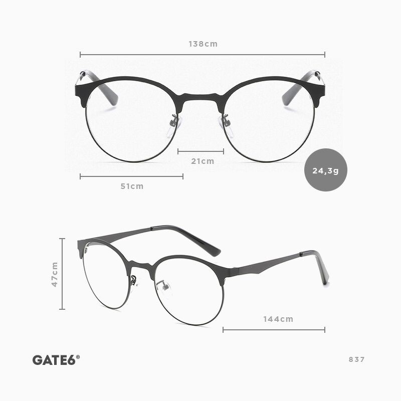 Kính Unisex Thời Trang Vintage - 837 [Tặng bao da + móc khoá]