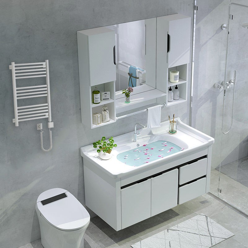 [Tủ phòng tắm] tủ kết hợp trang điểm tắm chung cư nhỏ chậu rửa đặt sàn hiện đại tối giản < | BigBuy360 - bigbuy360.vn