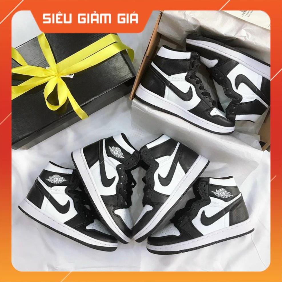 Giày Sneaker Nam Nữ Đen Trắng, Giày Nike Air Jordan 1 JD1 Panda High Cổ Cao Bản Da Xịn H9 hieuan 🎄
