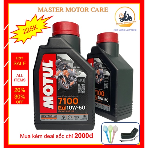 Nhớt MOTUL 7100 10w50 1 Lít (Nhớt xe số tổng hợp hoàn toàn Jaso MA2 SN)