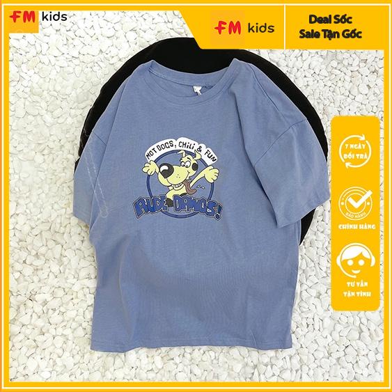 Áo thun cho bé Fm style chất thun cotton thoáng mát, mền mịn in hình con chó cute trẻ em 4-12 tuổi từ 18-40kg-211210020