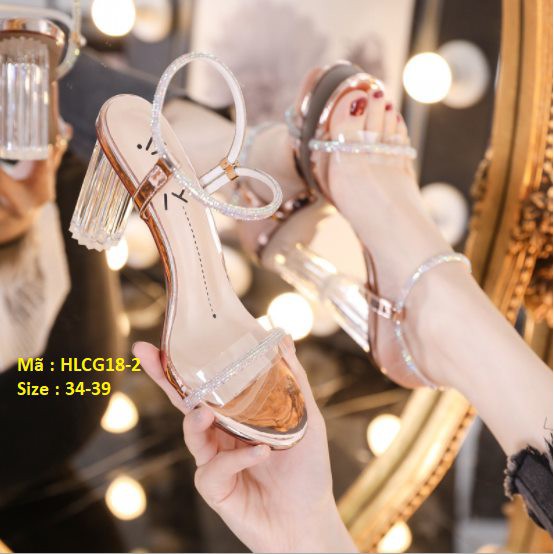 [Hàng order QC] HLCG18 Sandal Đế Trong 8cm Tôn Dáng Phụ Nữ Việt (Ảnh thậtt sau cùng)