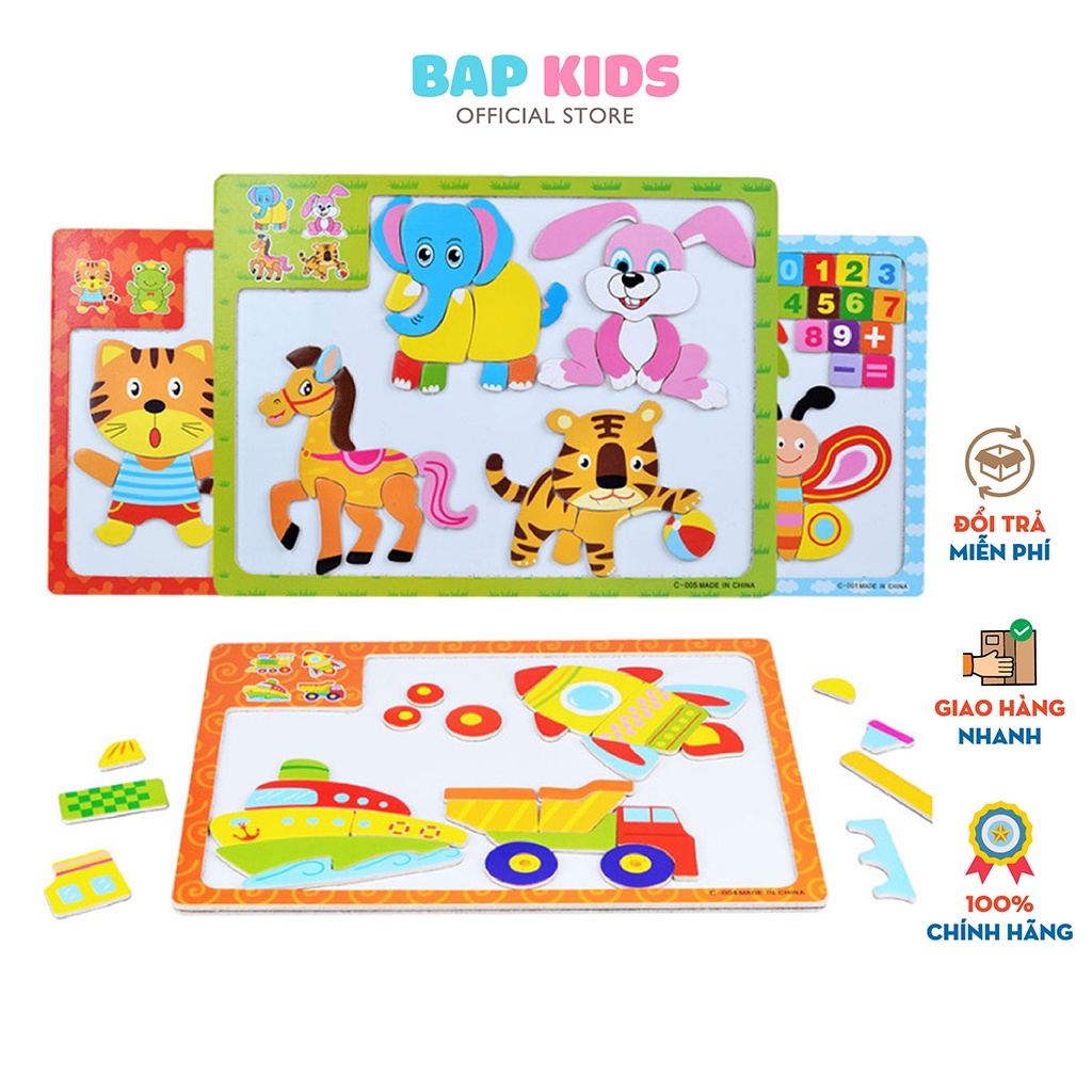 Đồ chơi Bapkids, Bảng xếp hình ghép tranh bằng nam châm cho bé lắp ghép con vật