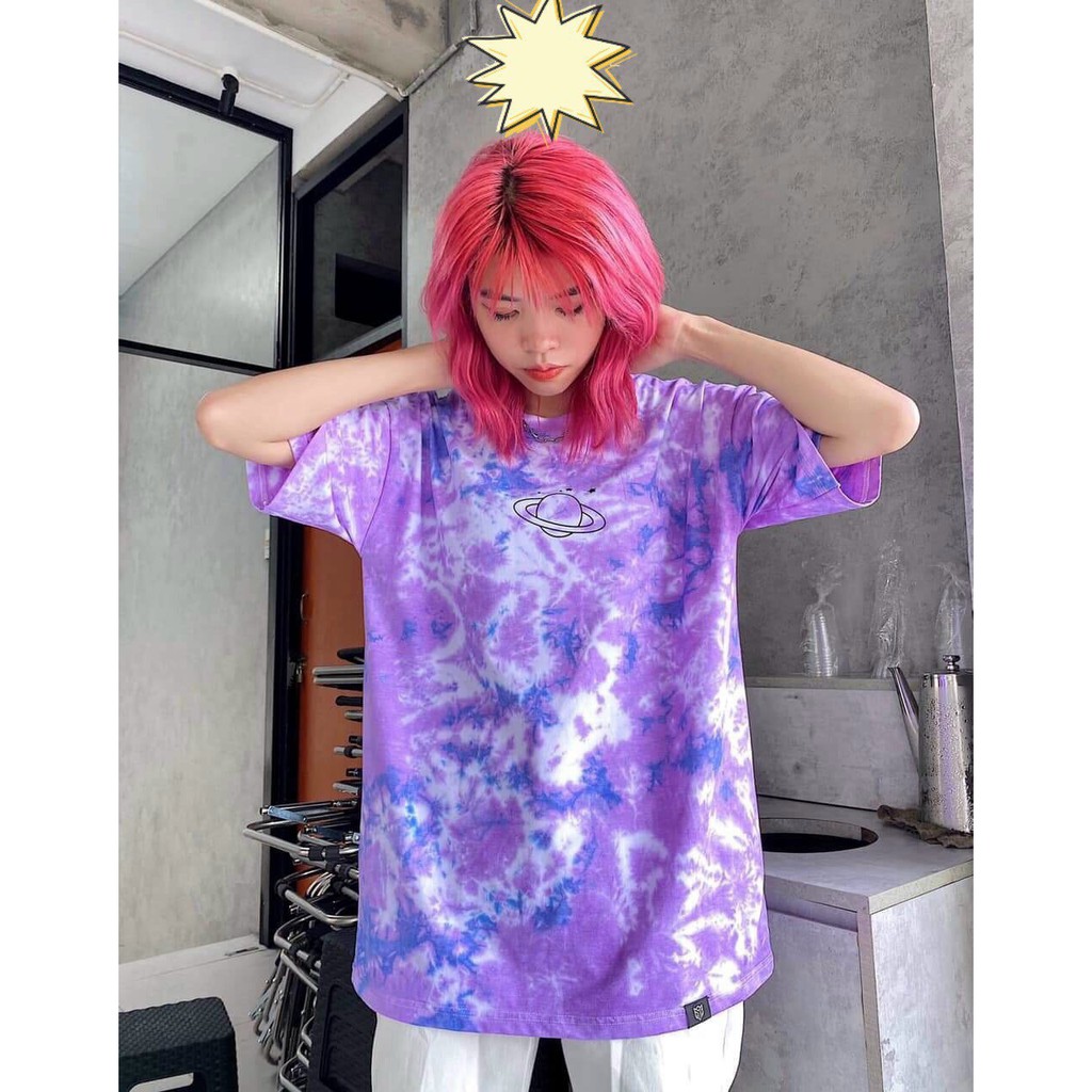 Áo thun nam nữ cặp đôi loang màu nổi bật hotfrend chất thun cotton dày mịn