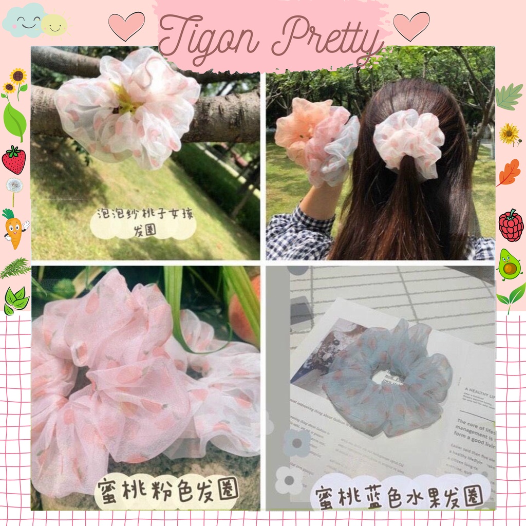 Dây buộc tóc Scrunchies Peachy Trái Đào Scrunchies Vải Trái Cây