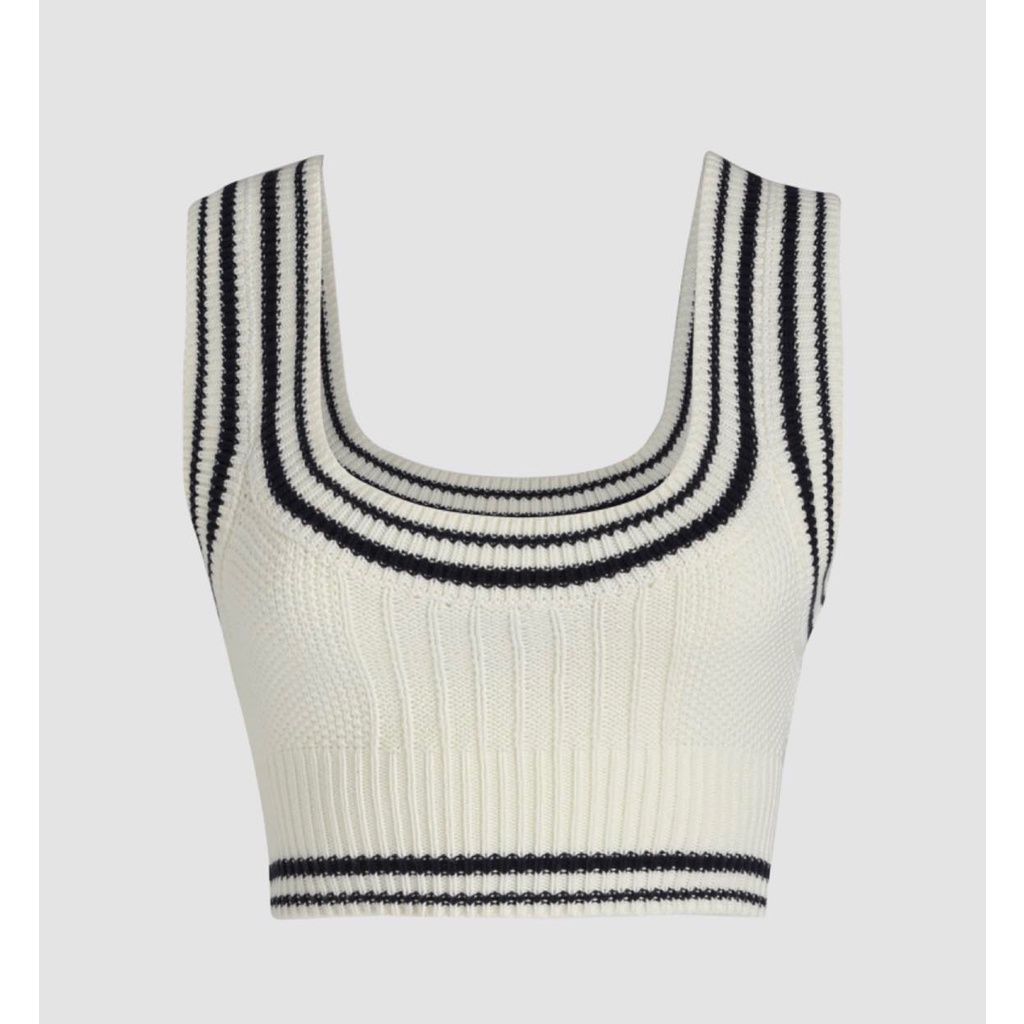 ÁO HAI DÂY CROPTOP BA LỖ SỢI TỔNG HỢP CỔ TRÒN HỌA TIẾT KHÔNG TAY GÂN MÀU TRẮNG PHONG CÁCH HÀN QUỐC TỐI GIẢN MÙA HÈ