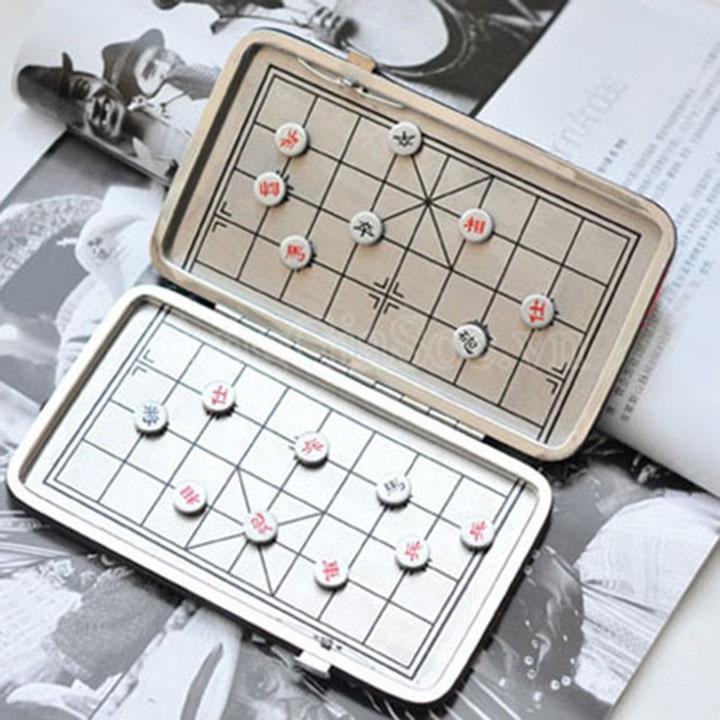 Bàn cờ tướng nam châm mini bỏ túi Chất Liệu Inox Không Gỉ Quân Cờ Được In Sắc Nét, cờ tướng gấp gọn