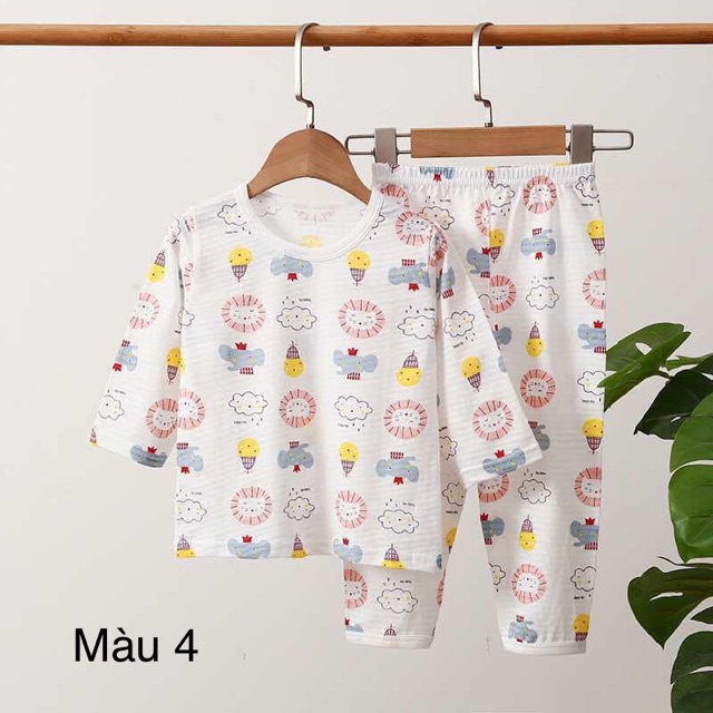 Bộ cotton tre Quảng Châu dài tay cho bé từ 8 đến 20kg (Màu 1-4 )