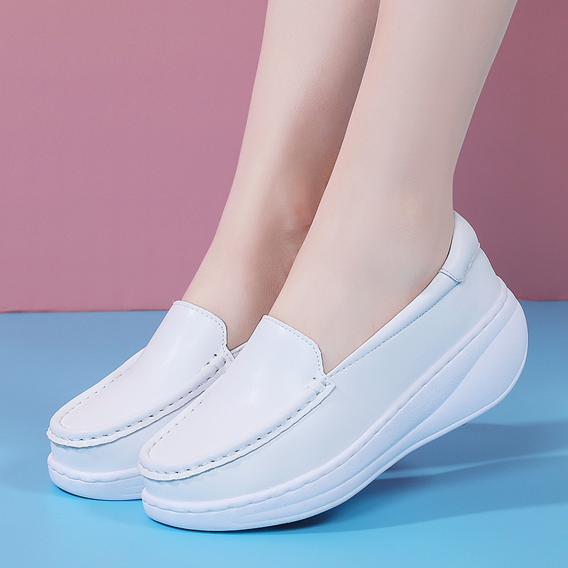 Giày Lười Da Bò Màu Trắng Size 34-41 Thời Trang Cao Cấp Cho Nữ