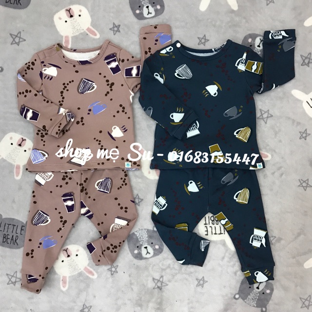 Bộ nỉ da cá hoạ tiết ấm chén Little Love