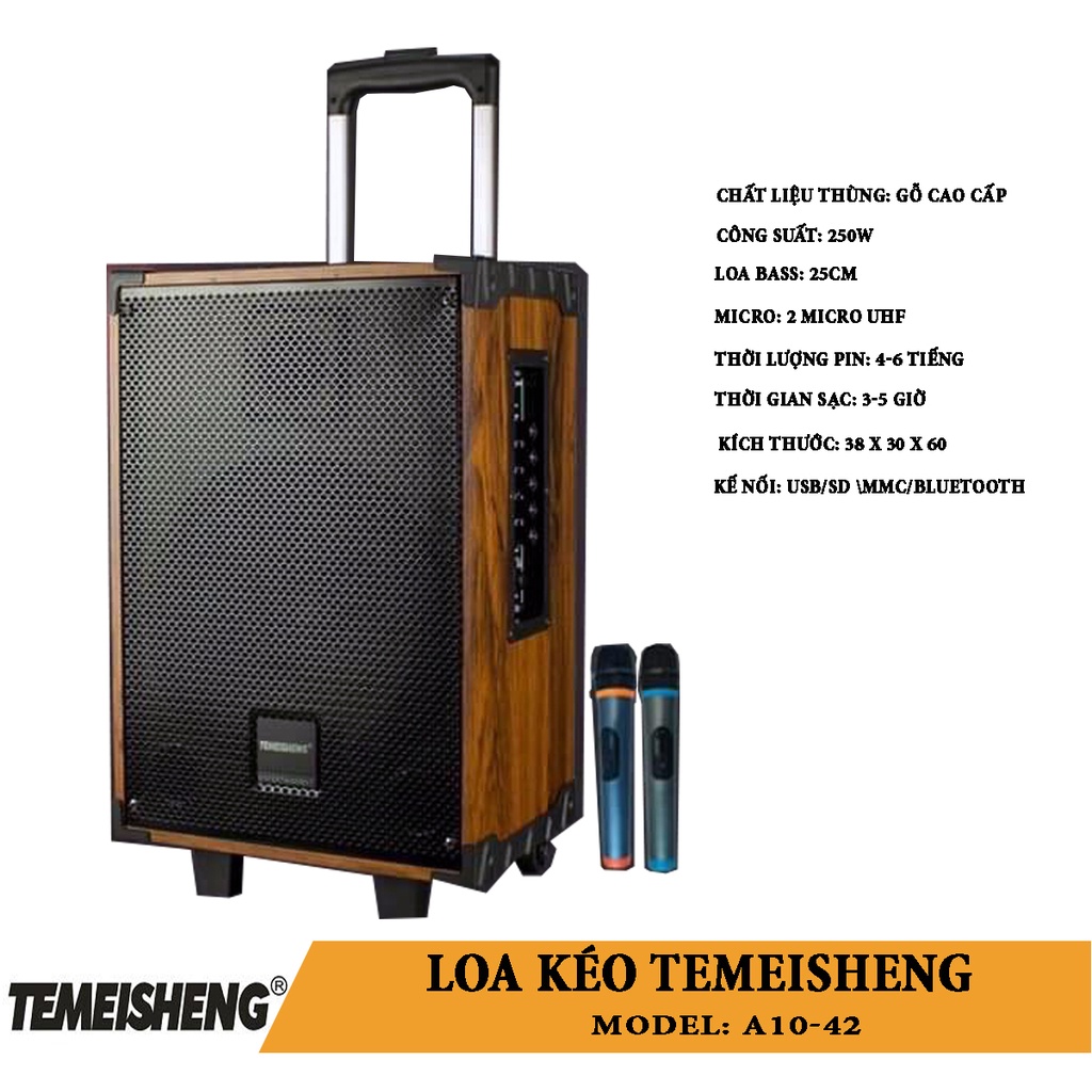 Loa kéo Karaoke  Audio A12, A10 Siêu bass 30cm, 25cm bluetooth 4.2 âm thanh 3D Hifi tặng 2 mic không dây Wiwu