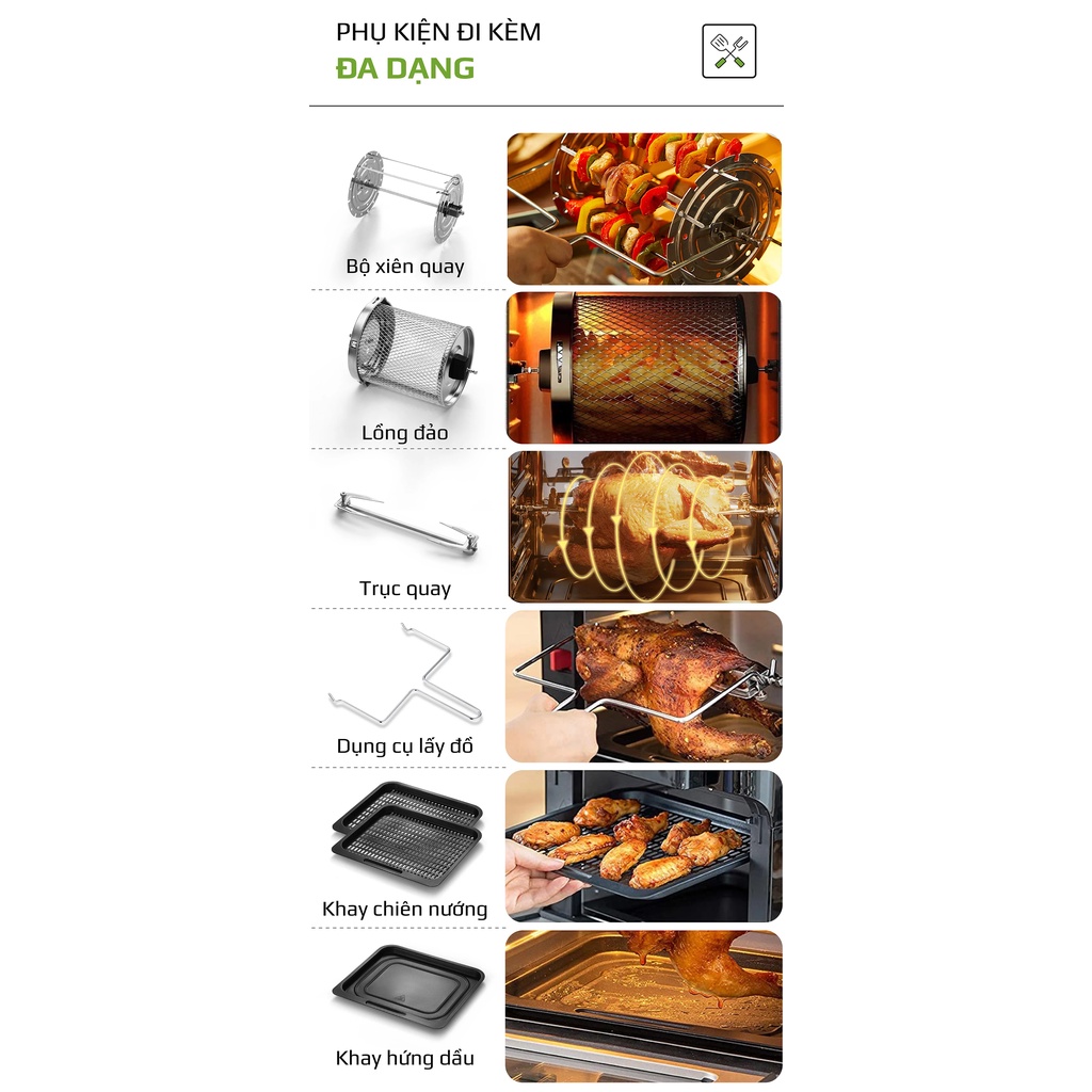 Nồi chiên không dầu OLIVO AF12 dung tích 12L công suất 1800W thương hiệu Mỹ