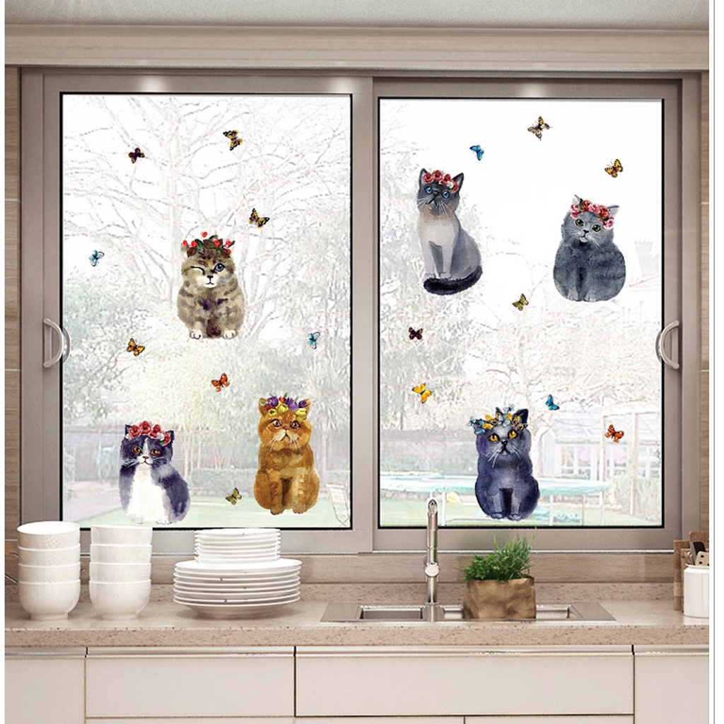 Decan dán tường, tranh dán tường hình chú mèo SK7128
