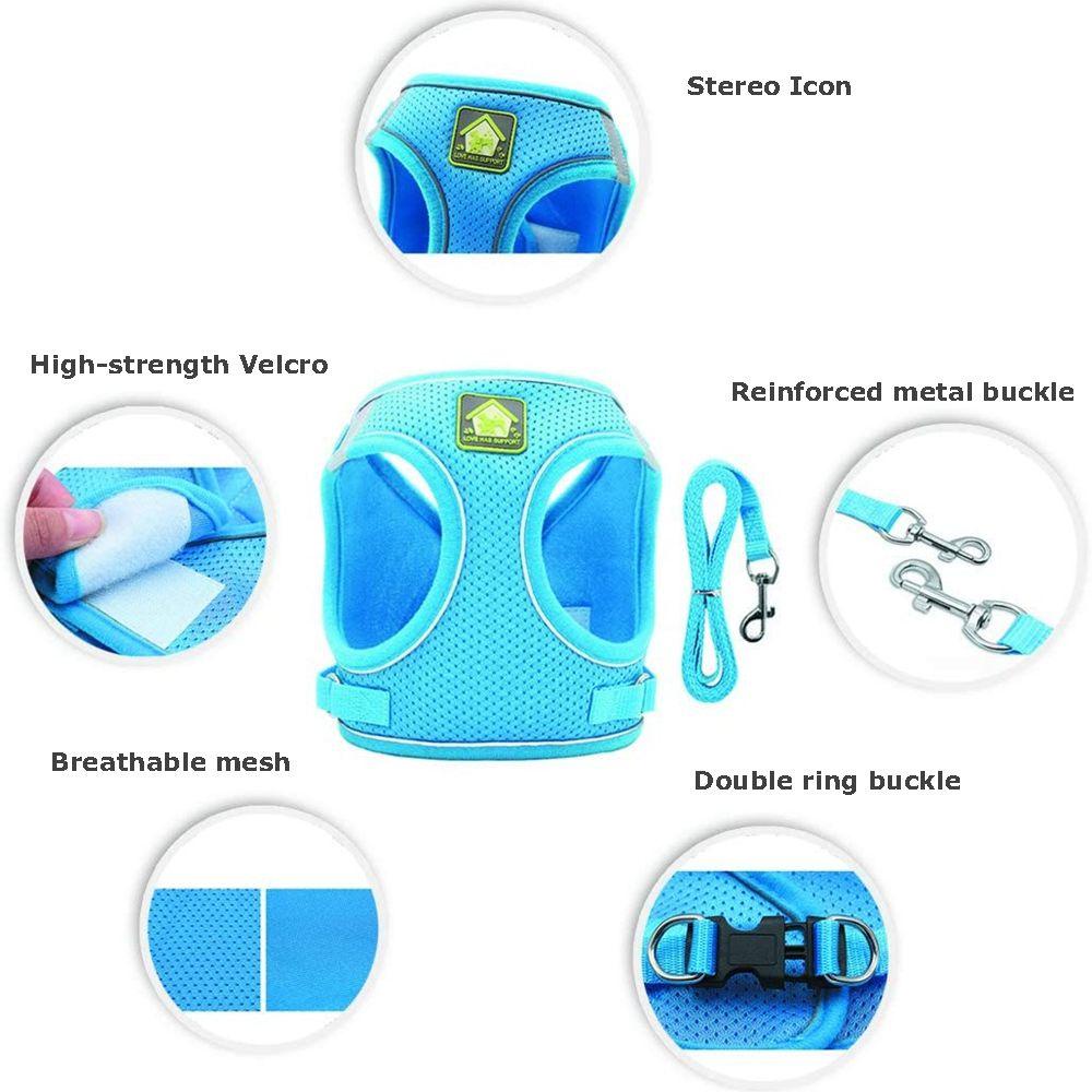 Đai Dắt Thú Cưng Đi Dạo Bằng Nilon Mềm Mại Thoáng Khí Kèm Dây Dắt Tiện Dụng