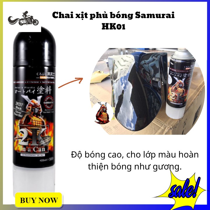 Sơn phủ bóng Samurai 2K01 chai xịt 400ML lớp bảo vệ cho màu sơn bạn thumbnail