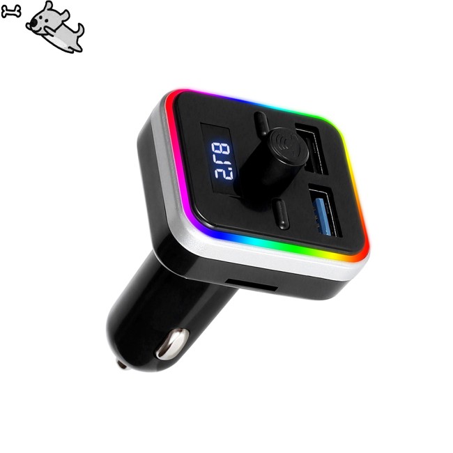 COD Bluetooth 5.0 FM Transmitter Hands-free Car Mp3 Player Fm Modulator Dual Usb Charger RGB Lights