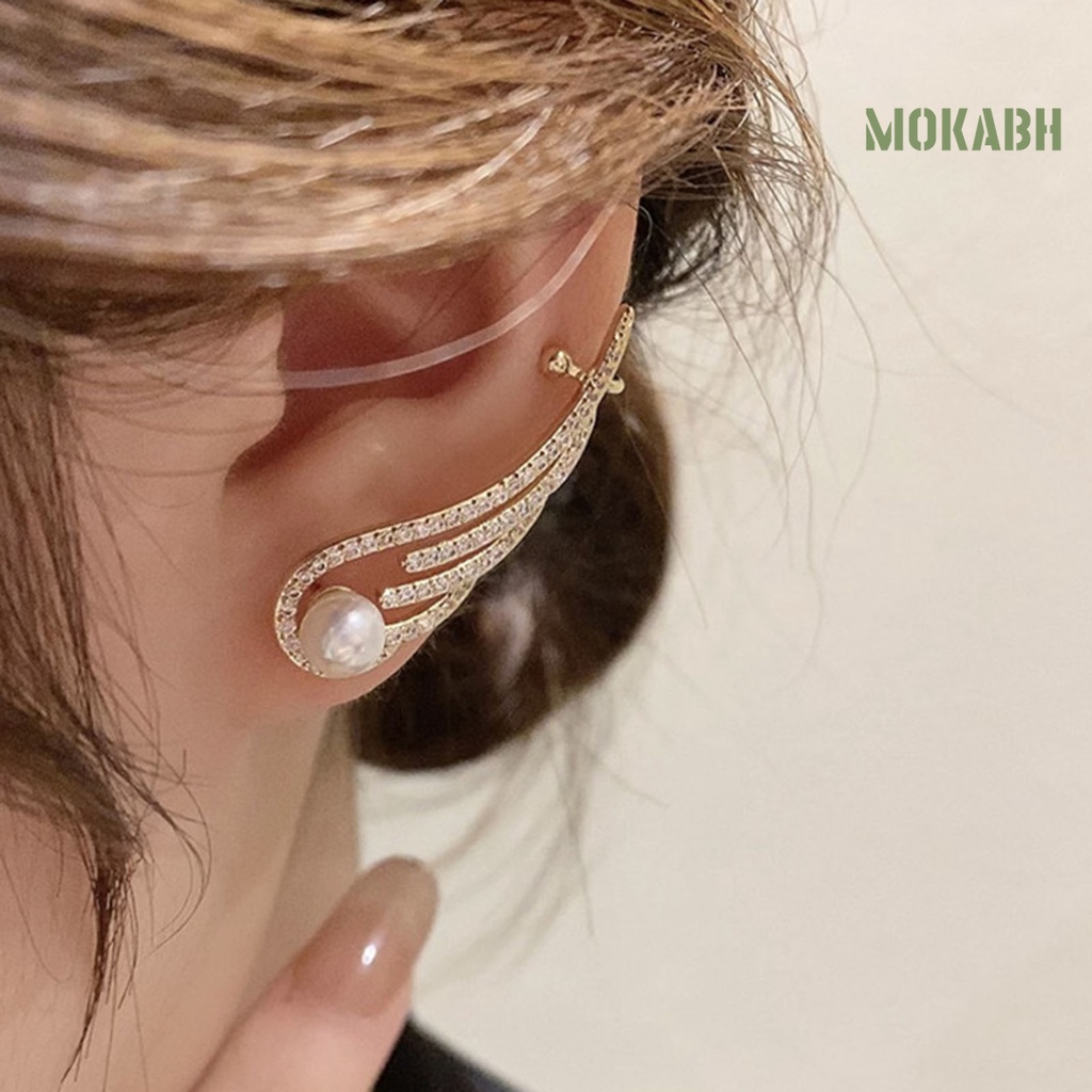 1 Đôi Bông Tai Hình Đôi Cánh Thiên Thần Đính Đá Lấp Lánh Thời Trang Dự Tiệc