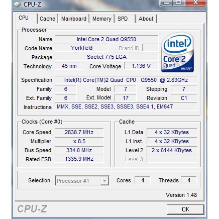 CPU Q8200, Q6600 -Quadcore +Keo 21