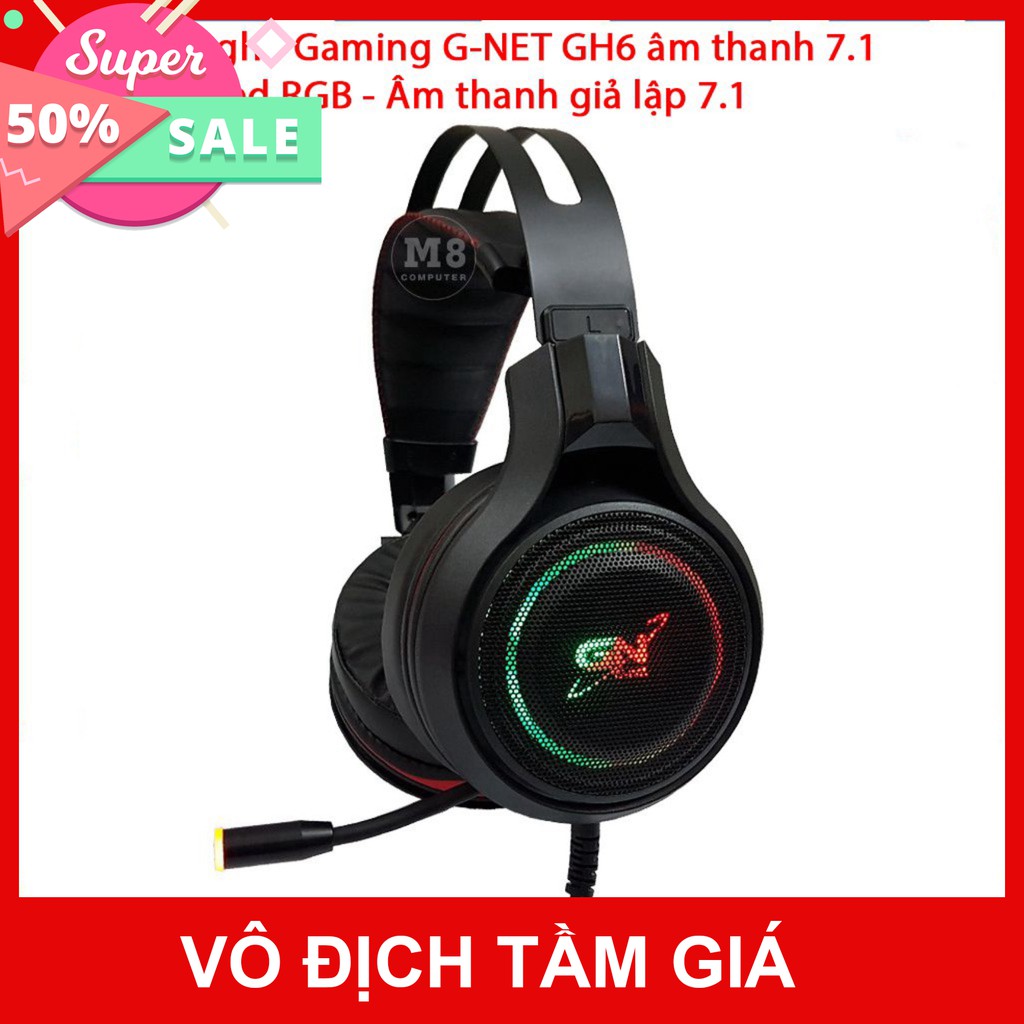 Tai nghe Gaming G-Net GH6 7.1 Cổng USB Led RGB - Âm thanh giả lập 7.1 - Bảo hành 12 tháng - Cam kết lỗi 1 đổi 1