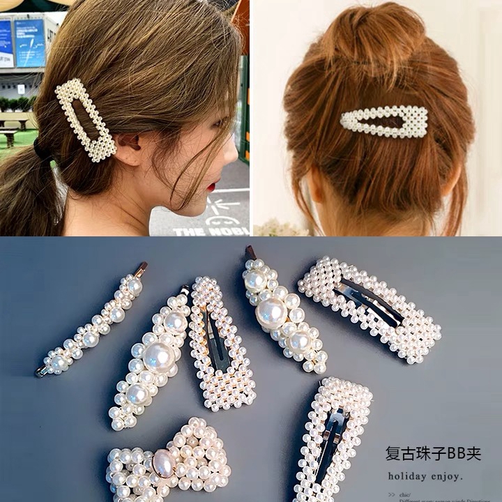 Kẹp tóc đính ngọc trai giả dễ thương dành cho nữ