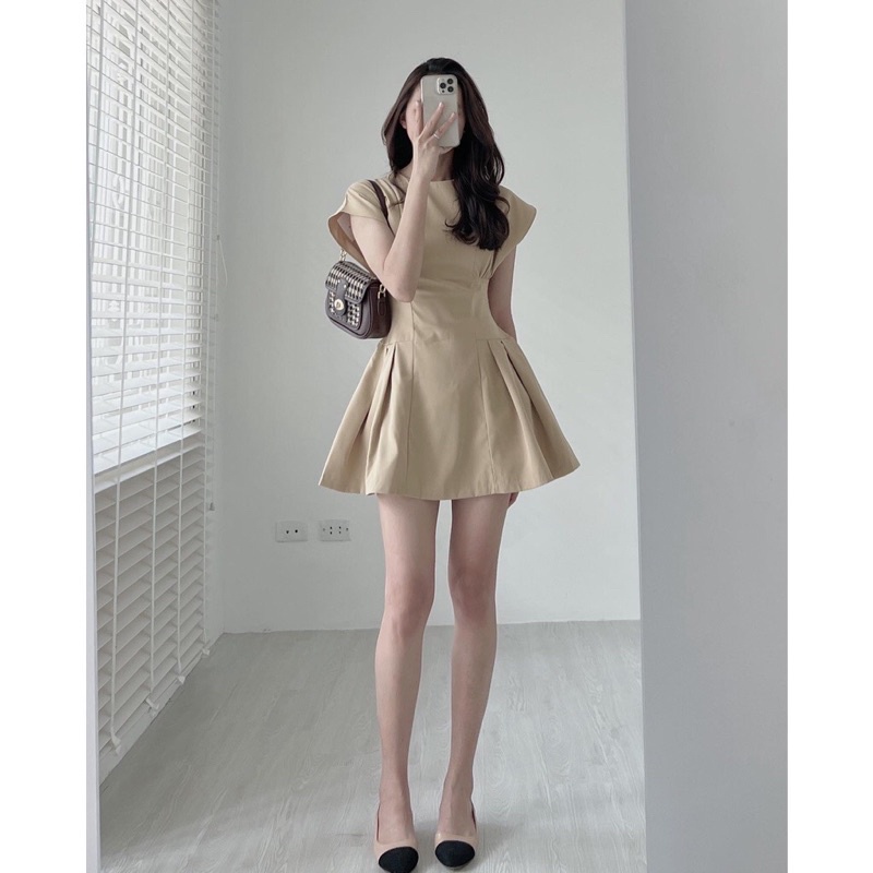 (Có BigSize) Đầm Tay Cánh Tiên Eo Cong Xếp Li Trẻ Trung