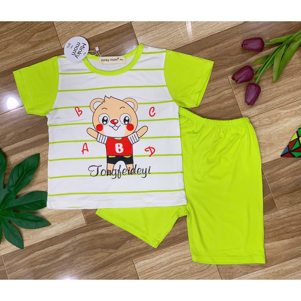 MINKY MOM HÀNG LOẠI 1 Bộ thun lạnh cộc tay họa tiết động vật đáng yêu cho bé trai bé gái từ 8 - 20kg