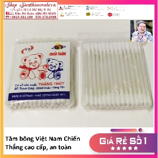 lốc 12 gói tăm bông gia đình, tăm bông cho bé Chiến Thắng