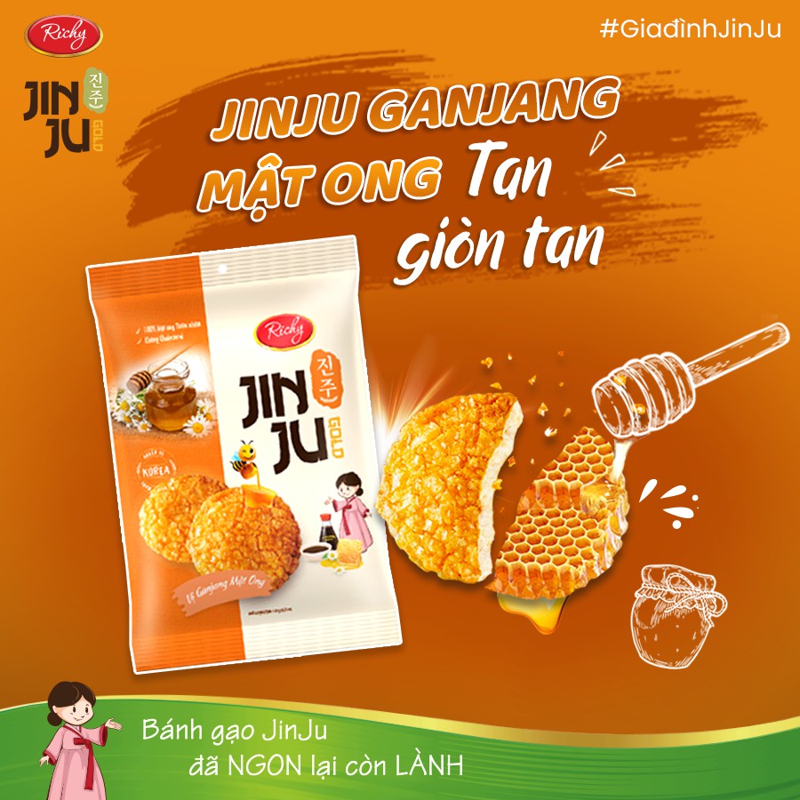 Bánh gạo Richy Jinju Gold hương vị Ganjang mật ong 120g