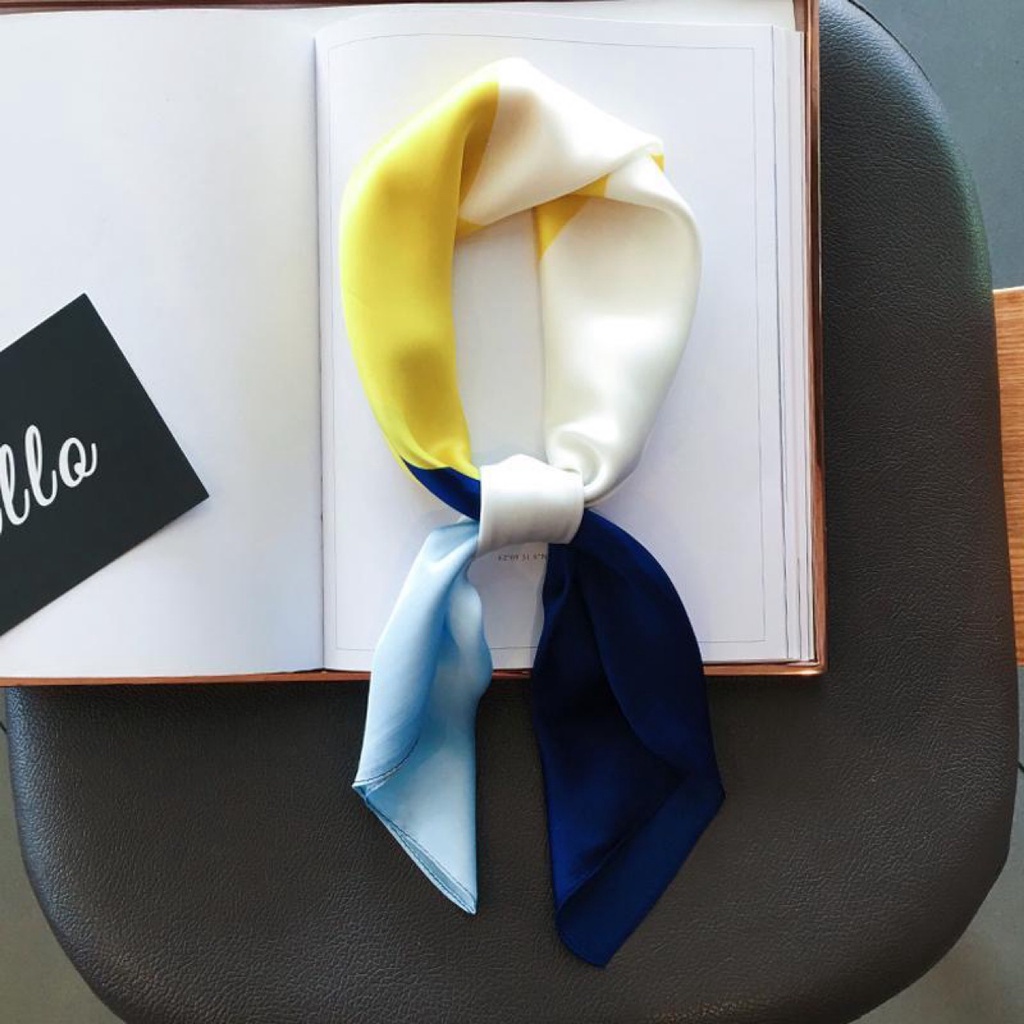 Khăn Choàng Cổ Hình Vuông Cỡ Nhỏ In Họa Tiết Màu Xanh Dương/Hồng/Xám Thời Trang Cho Nữ