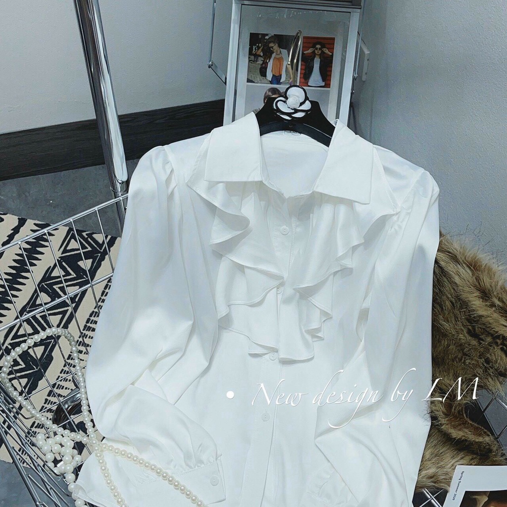 Áo sơ mi trắng chất lụa cổ bèo cực đẹp Kanimi | BigBuy360 - bigbuy360.vn