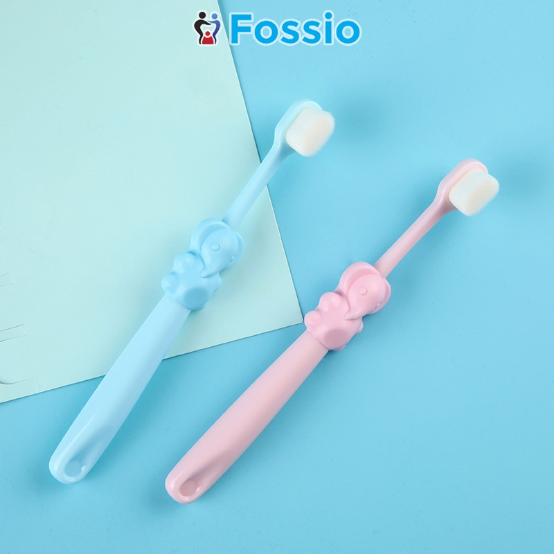 Bàn Chải Cotton Lông Siêu Mềm Cho Bé Từ 2 - 8 Tuổi FOSSIO C50 10.000 Sợi Lông Mềm Mại An Toàn Cho Răng Lợi Bé