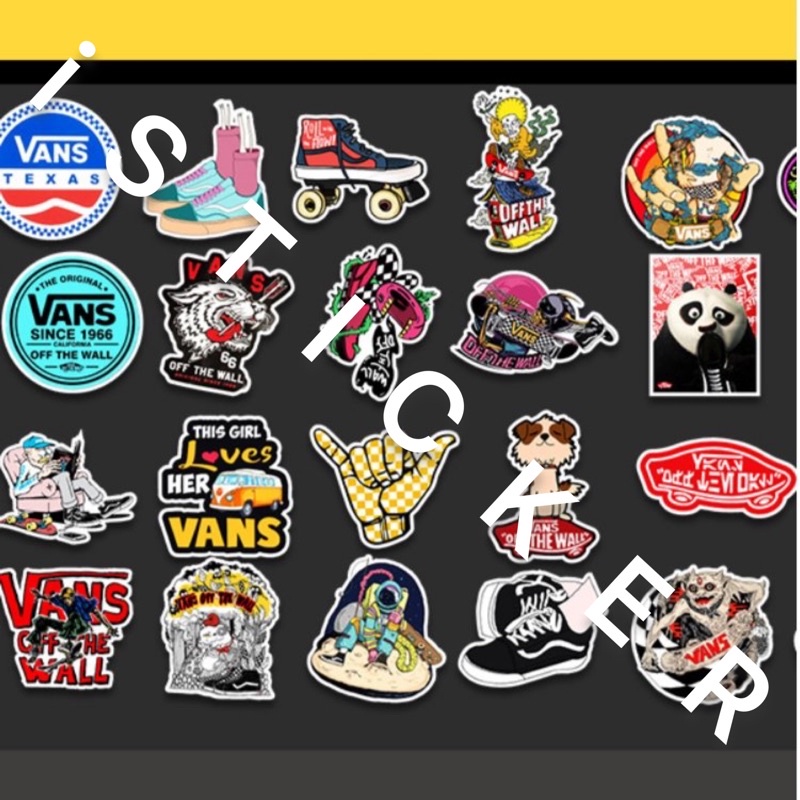 Sticker tem Vans màu mẫu HOT hình dán cute trang trí nón - mũ bảo hiểm, điện thoại, laptop, ván trượt, xe..