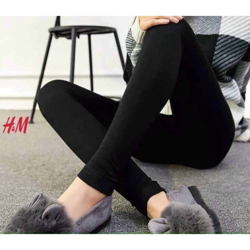 QNU152 - QUẦN LEGGING NỮ ĐEN CUỘN H.M