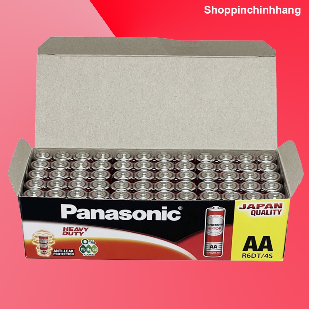 Hộp 60 viên pin AA Panasonic tiểu màu đỏ R6DT-4S chính hãng