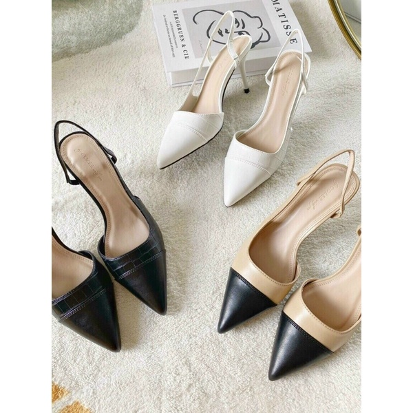 Giày cao gót nữ bít mũi đế nhọn dáng slingback khuyết eo thời trang tinh tế thanh lịch Alluring