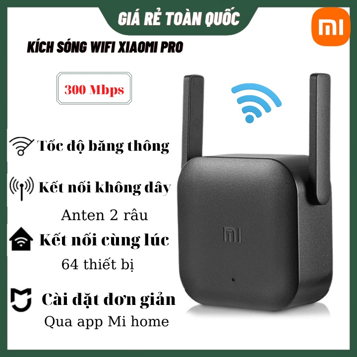 Kích Sóng Wifi Xiaomi Repeater Pro 2 Râu Ăng Ten, Phát Xuyên Tường, Thu Phát Mở Rộng, Khuếch Đại Băng Tần Rộng BH 1 Năm