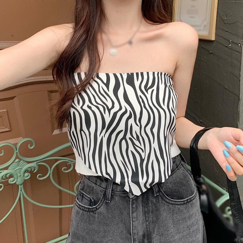 Áo Lửng Hai Dây Họa Tiết Da Báo / Ngựa Vằn Thời Trang Dành Cho Nữ