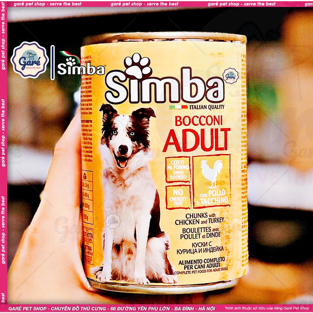 1230gr - Pate Bocconi với Thịt Gà dành cho Chó hàng nhập Ý Simba