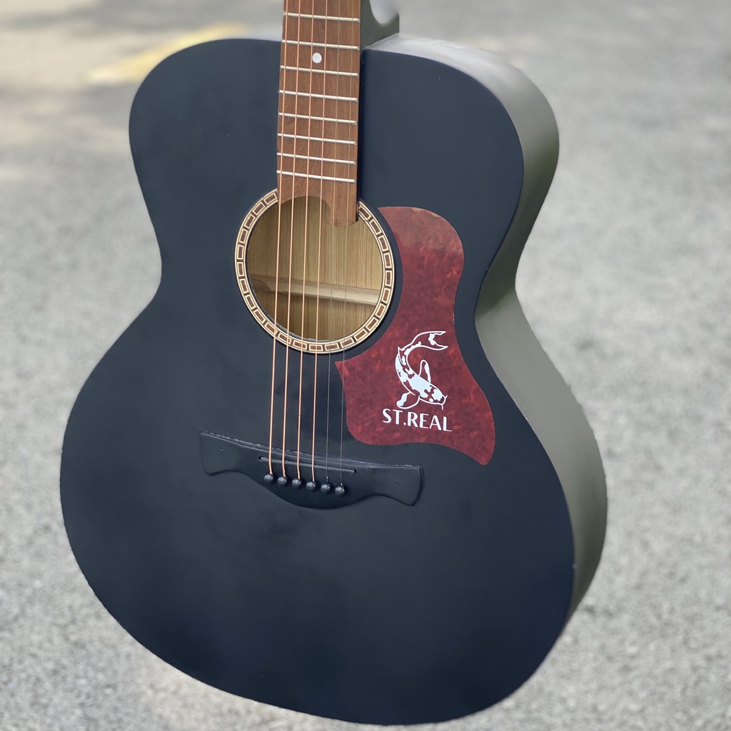 [MÃ giảm 40K]Đàn Guitar Acoustic Mã ST-OM1 (Black) Chính Hãng ST.Real Có Ty Chỉnh Cần Chất Liệu Gỗ Nhập Khẩu