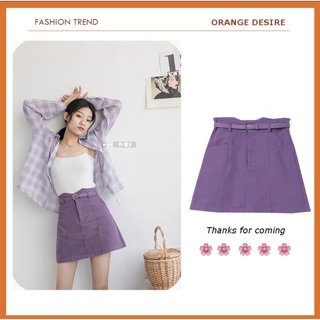 Orange Desire - Free ship - Có sẵn - Chân váy chữ A kèm đai có lót trong siêu rẻ