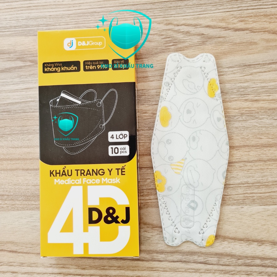 [Giá Sỉ] Khẩu trang y tế 4D họa tiết D&amp;J siêu đẹp hộp 10 cái