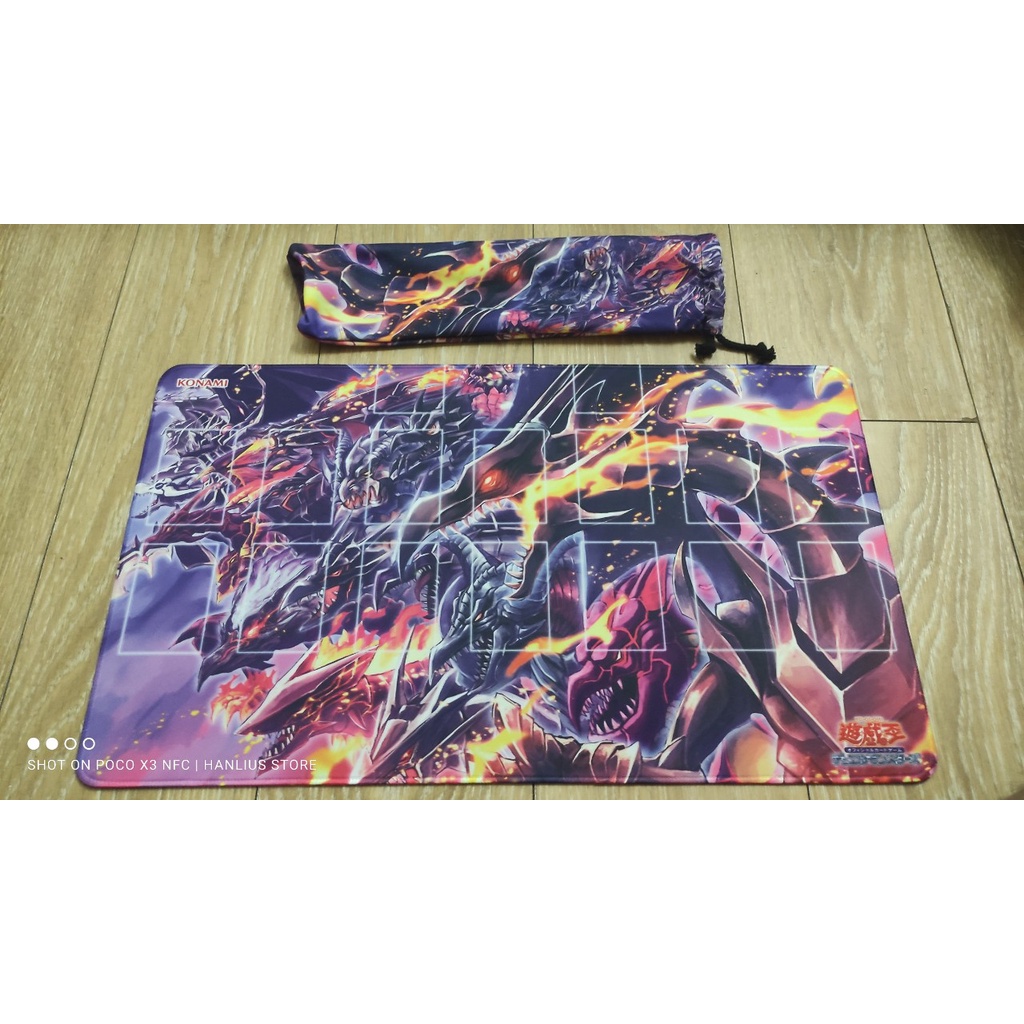 playmat lót chuột, thàm chơi game yugioh 60x40 cm black dragon + kèm túi vải