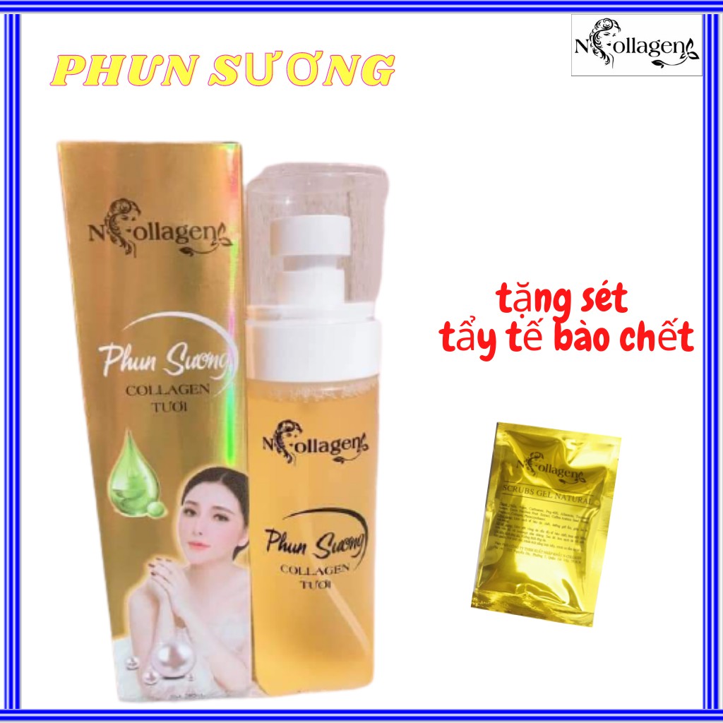 PHUN SƯƠNG COLLAGEN TƯƠI (Dưỡng ẩm và cung cấp nước cho da , kiềm dầu). Khối lượng 250ml. Tặng kèm tầy tế bào chết.