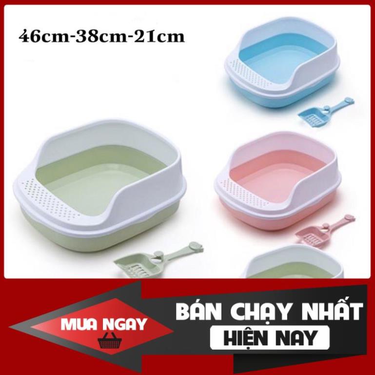 Chậu Đi Vệ Sinh Chậu Đựng Cát Hộp Đựng Cát Lớn Thành Cao + Xẻng