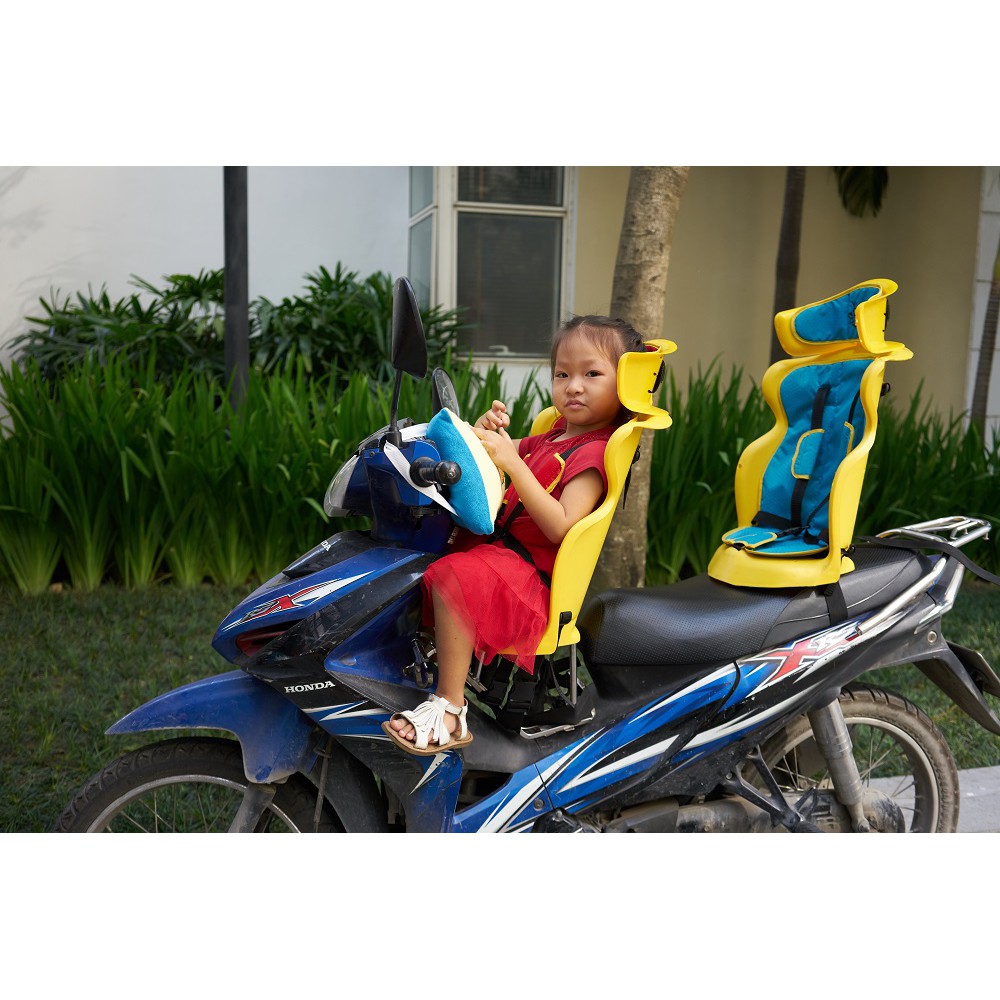 GN14 - (Lắp sau tất cả các dòng xe) - Ghế cho bé ngồi xe máy X2 lắp sau-Trắng bi