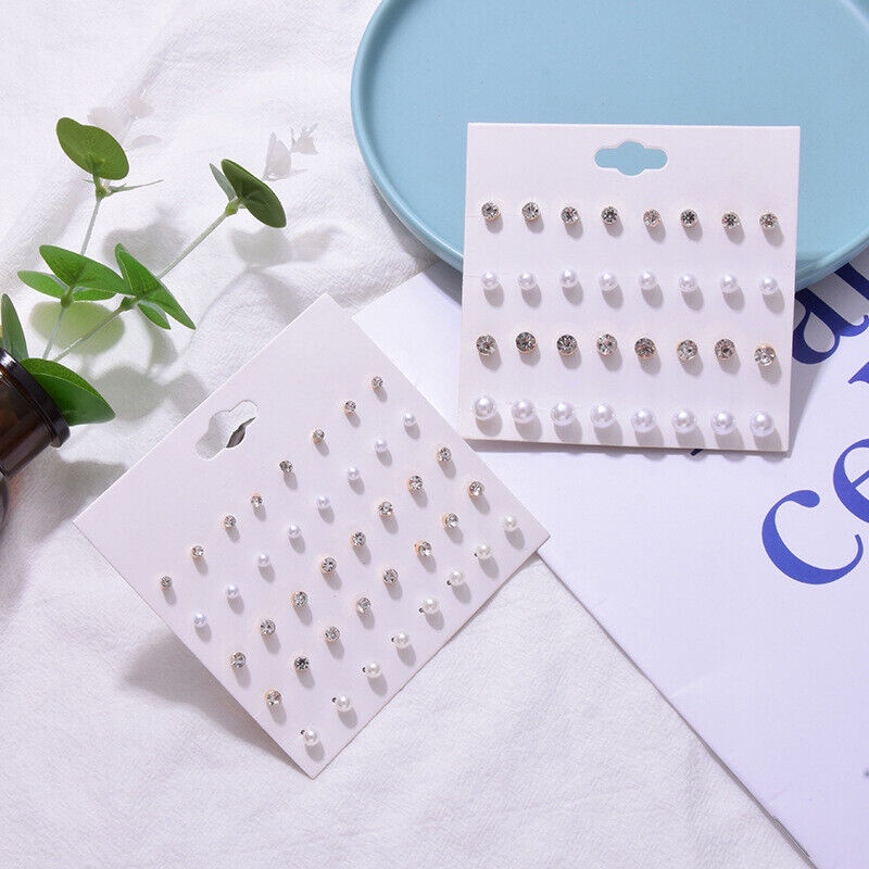 50 Phong Cách!!! Bộ 6 / 12 / 20 Bông Tai Ngọc Trai Và Đá Rhinestone