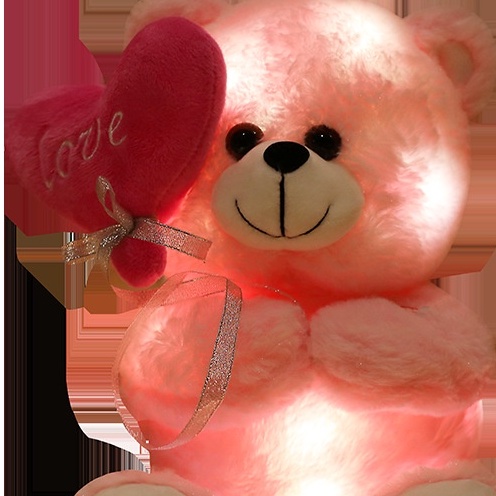 Gấu nhồi bông LOVE kèm đèn LED chất liệu bông mịn làm quà tặng kỉ niệm bạn gái, trang trí phòng ngủ, bàn học, nhà cửa