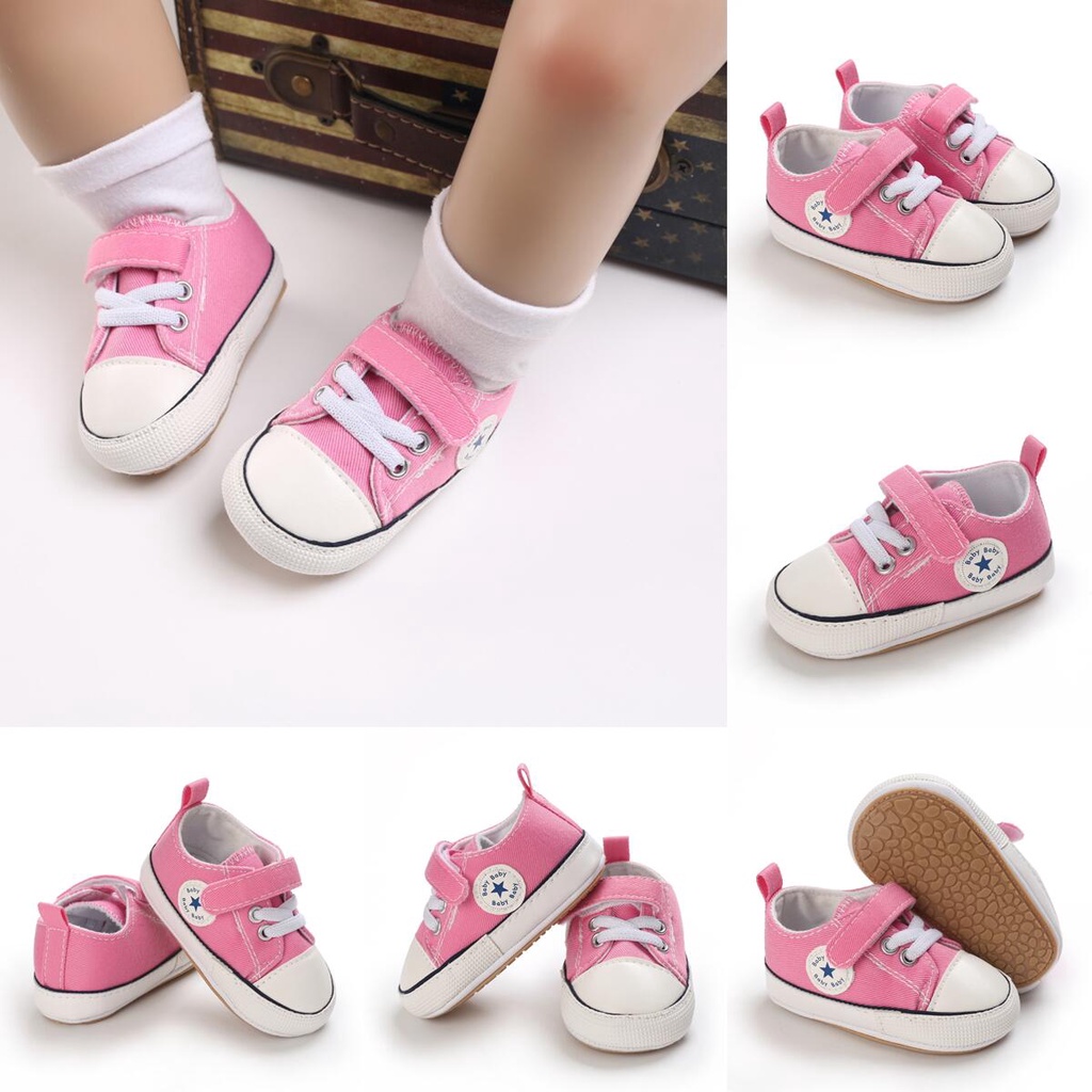Giày Lười Vải canvas Mềm Họa Tiết Ngôi Sao Năm Cánh Nhiều Màu Tùy Chọn Cho Bé Sơ Sinh