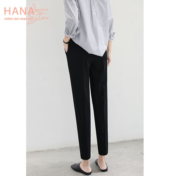 Quần tây baggy nữ công sở cạp lưng cao màu đen dáng dài khóa kéo ống đứng - Vải Vitex Đẹp - Mặc đi làm công sở đi học | BigBuy360 - bigbuy360.vn