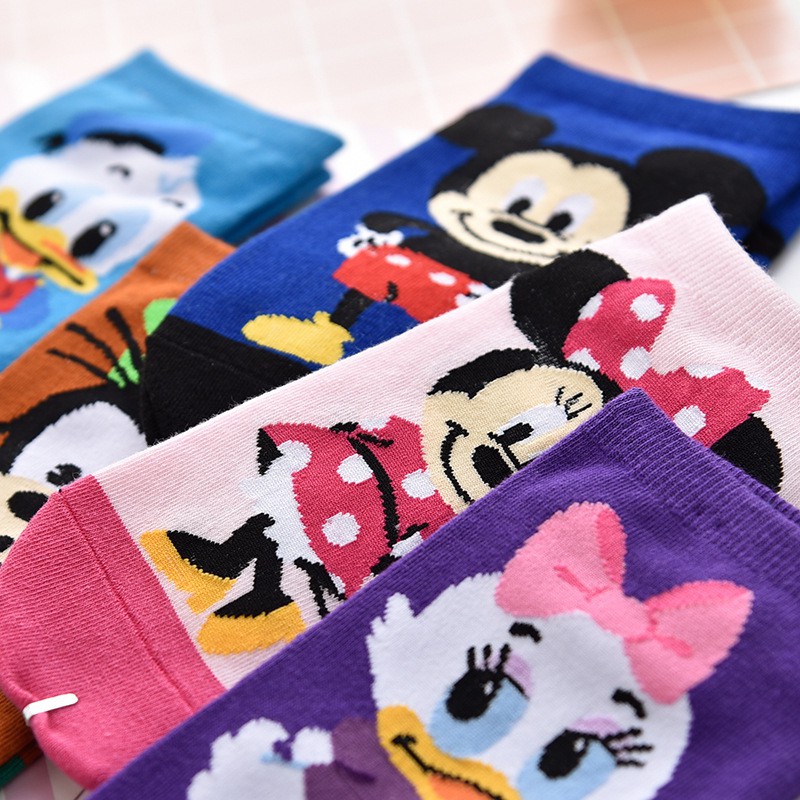 Vớ Ngắn Cổ Disney Micky Cotton Họa Tiết Hoạt Hình Xuân Thu In Hoạ tiết Phong Cách Nhật Bản Tất Cổ Ngắn Hàn Quốc Ulzzang
